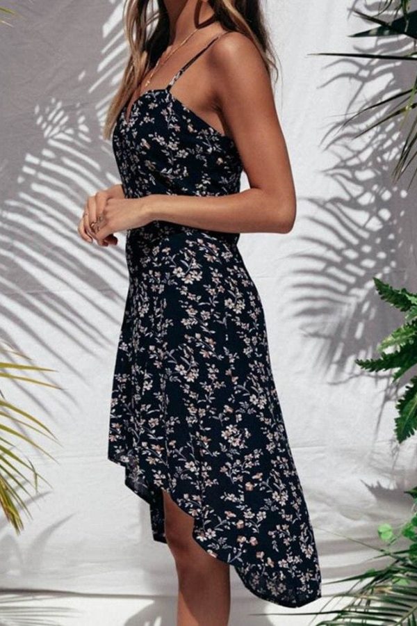 The Best Fashion Women Summer Boho Floral Loose Sweet Sexy Dress Sleeveless Backless Soft Party Beach Dresses Sundress Online - Takalr