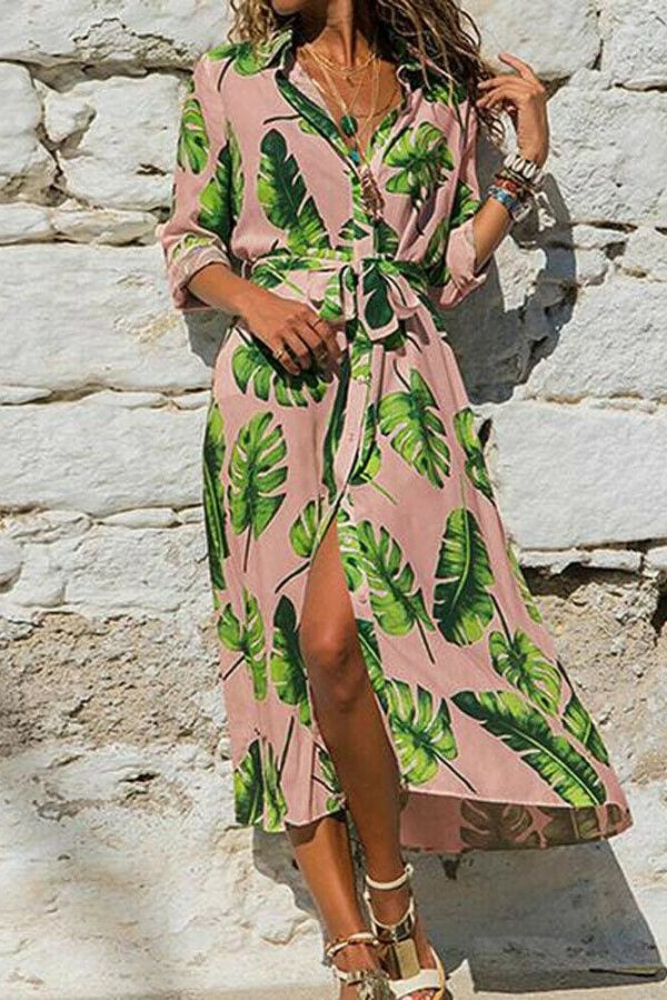 The Best Fashion Women Summer Boho Floral Slit Long Maxi Dress Holiday Party Ladies Casual Beach Loose Dresses Sundress Online - Takalr