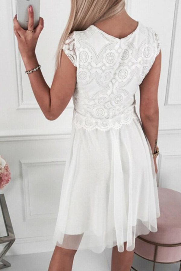 The Best Fashion Women Summer Boho Lace Bridesmaid Short Dress Summer Ladies Casual A-line Formal Party Beach Dress Sundress Online - Takalr