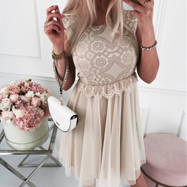 The Best Fashion Women Summer Boho Lace Bridesmaid Short Dress Summer Ladies Casual A-line Formal Party Beach Dress Sundress Online - Takalr