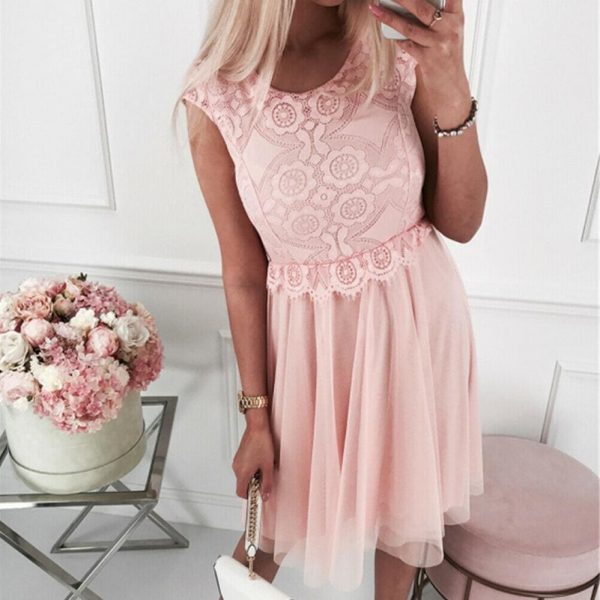 The Best Fashion Women Summer Boho Lace Bridesmaid Short Dress Summer Ladies Casual A-line Formal Party Beach Dress Sundress Online - Takalr