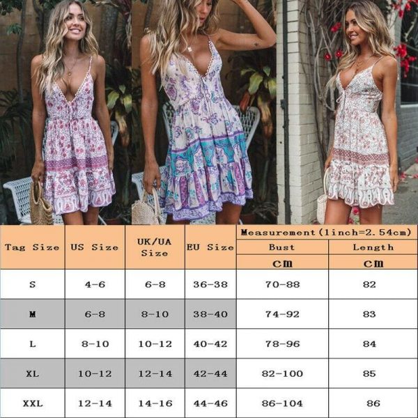 The Best Fashion Women Summer Boho Short Mini Dress Party Ladies Casual Sleeveless V Neck Beach Dress Sundress Online - Takalr