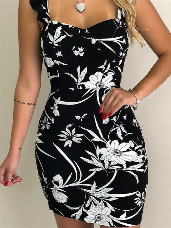 The Best Fashion Women Summer Boho Short Mini Dress Sexy Ladies Casual Bodycon Sleeveless Beach Dresses Sundress Online - Takalr