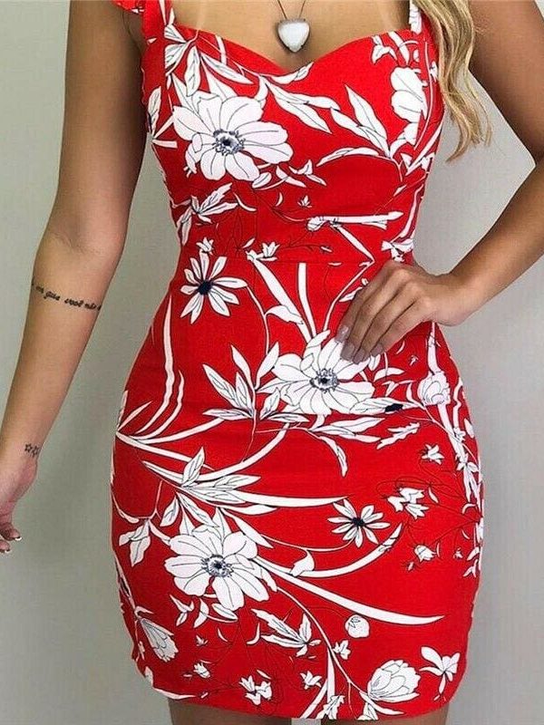 The Best Fashion Women Summer Boho Short Mini Dress Sexy Ladies Casual Bodycon Sleeveless Beach Dresses Sundress Online - Takalr