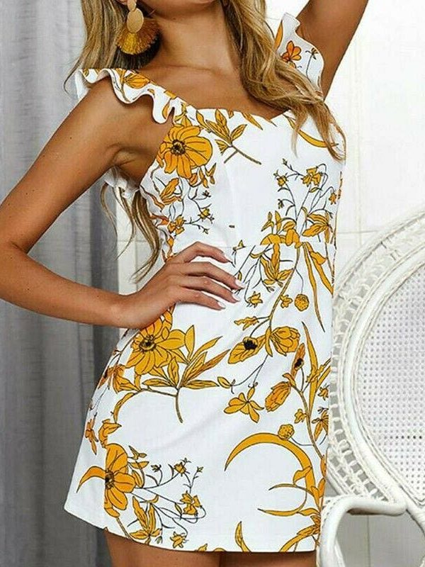 The Best Fashion Women Summer Boho Short Mini Dress Sexy Ladies Casual Bodycon Sleeveless Beach Dresses Sundress Online - Takalr