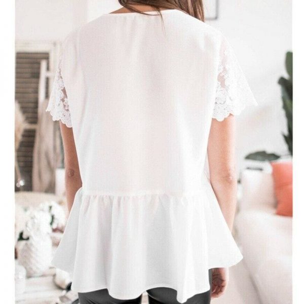 The Best Fashion Women Summer Lace Short Sleeve Vest Tank Tops 2019 New Female Casual Loose V-Neck Beach Blouse Shirts Online - Takalr