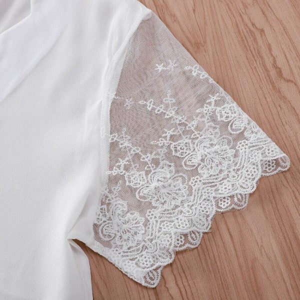 The Best Fashion Women Summer Lace Short Sleeve Vest Tank Tops 2019 New Female Casual Loose V-Neck Beach Blouse Shirts Online - Takalr