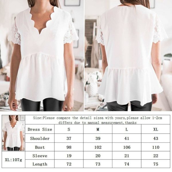 The Best Fashion Women Summer Lace Short Sleeve Vest Tank Tops 2019 New Female Casual Loose V-Neck Beach Blouse Shirts Online - Takalr