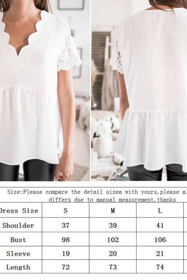 The Best Fashion Women Summer Lace Short Sleeve Vest Tank Tops 2019 New Female Casual Loose V-Neck Beach Blouse Shirts Online - Takalr