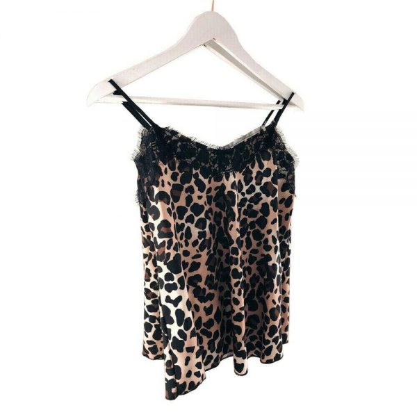 The Best Fashion Women Summer Lace Up Leopard Print Vest 2019 New Female Sleeveless Casual Beach Holiday Tank Tops Shirt Online - Takalr