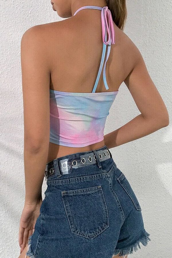 The Best Fashion Women Summer Sleeveless Tie Up Halter Neck Crop Tops Vest Blouse Beach Casual Camisole Short Top New Online - Takalr