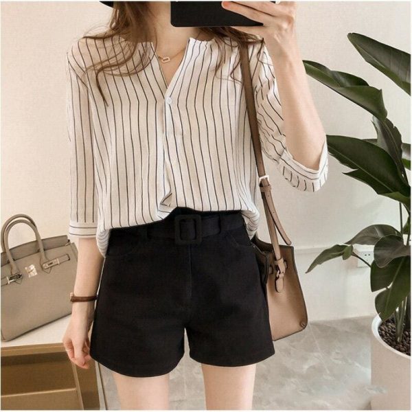 The Best Fashion Women Summer Stripe Long Sleeve Shirt OL Ladies Loose Button Casual Blouse Tops Plus Size Women Clothes Online - Takalr