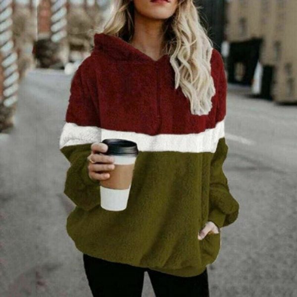 The Best Fashion Women Winter Warm Fleece Fluffy Pocket Coat Pullover Ladies Casual Hooded Jumper Jacket Outerwear Overcoat Online - Takalr