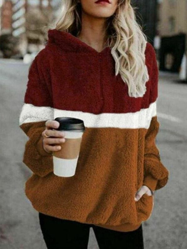 The Best Fashion Women Winter Warm Fleece Fluffy Pocket Coat Pullover Ladies Casual Hooded Jumper Jacket Outerwear Overcoat Online - Takalr