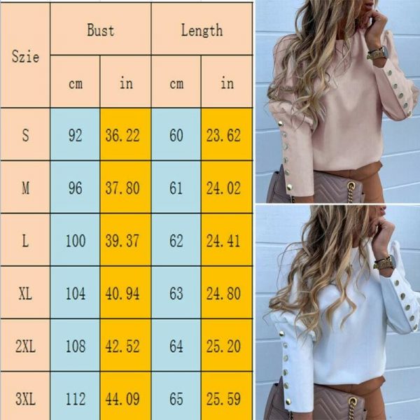 The Best Fashion Women's Autumn Winter Long Sleeve Tops Slim Fit Crew Neck Ladies Casual Buttons Pollover Shirts Blouse Online - Source Silk