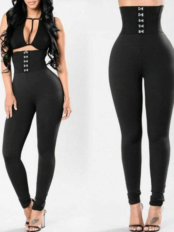 The Best Fashion Women's High Waist Leggings Ladies Casual Skin Slim Sports Gym Running Fitness Long Pants Trousers Online - Takalr