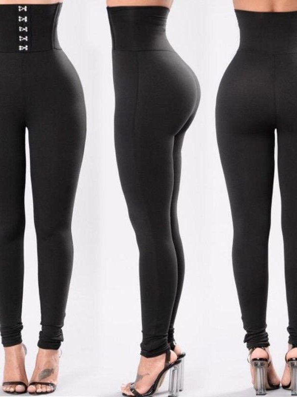 The Best Fashion Women's High Waist Leggings Ladies Casual Skin Slim Sports Gym Running Fitness Long Pants Trousers Online - Takalr