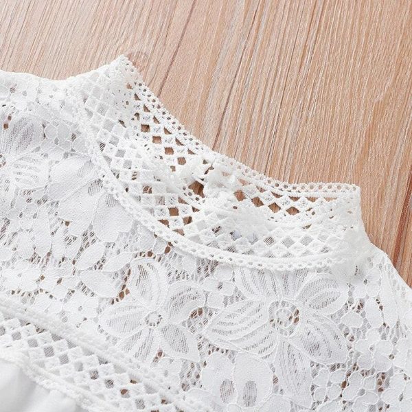 The Best Fashion Women's Hollow Lace Long Sleeve Loose Blouse Tops Spring Casual Jumper Basic Tee Shirt Top Online - Takalr