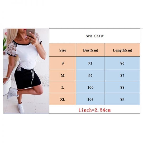 The Best Fashion Women's Lady Summer Lace Short Sleeve Bodycon Dress Casual Loose Sundress Tops Mini T-shirt Dress Online - Takalr