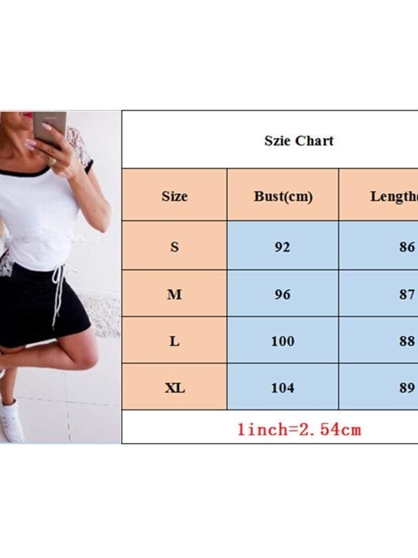 The Best Fashion Women's Lady Summer Lace Short Sleeve Bodycon Dress Casual Loose Sundress Tops Mini T-shirt Dress Online - Takalr