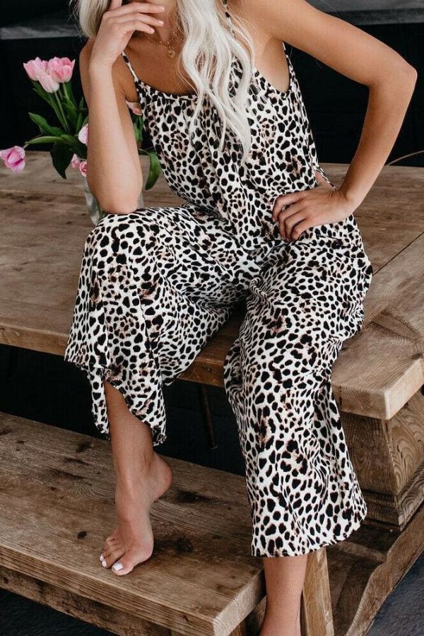 The Best Fashion Women's Leopard Jumpsuit Casual Romper Sleeveless Long Pants Loose Playsuit Clubwear Trousers Outfits Streetwear Online - Takalr