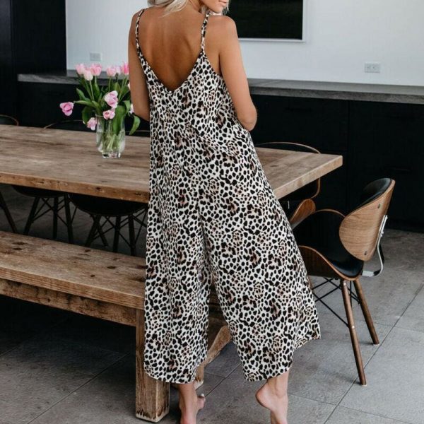 The Best Fashion Women's Leopard Jumpsuit Casual Romper Sleeveless Long Pants Loose Playsuit Clubwear Trousers Outfits Streetwear Online - Takalr