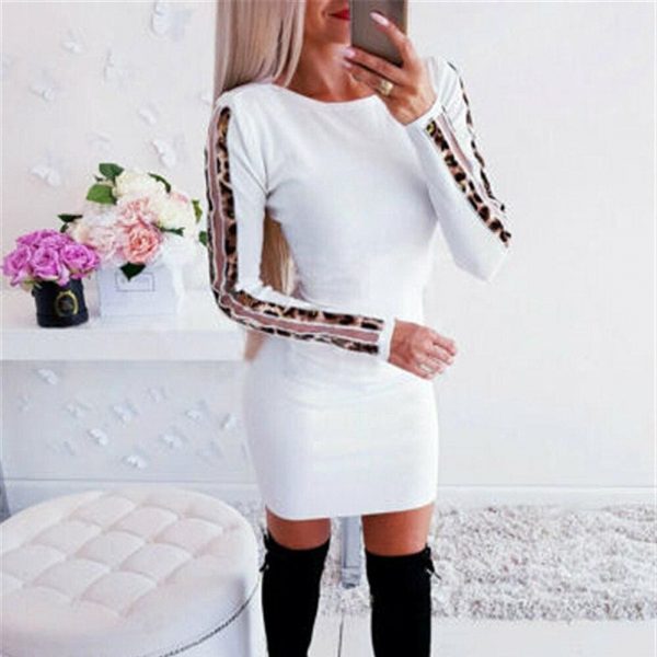 The Best Fashion Women's Long Sleeve Stretch Package Hip Bodycon Mini Dress Ladies Autumn Casual Round Neck Slim Fit Party Dresses Online - Takalr