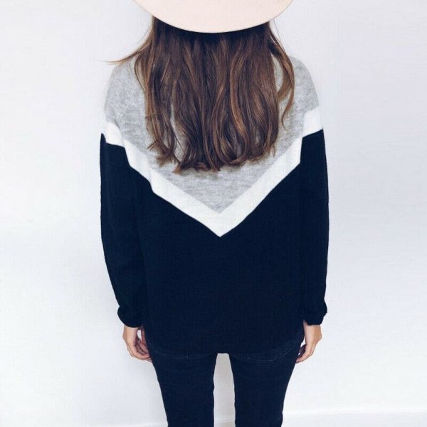 The Best Fashion Women's Long Sleeve Winter Sweatshirt Patchwork Pullover Tops Ladies Casual Round Neck Loose Blouse Shirt Online - Takalr