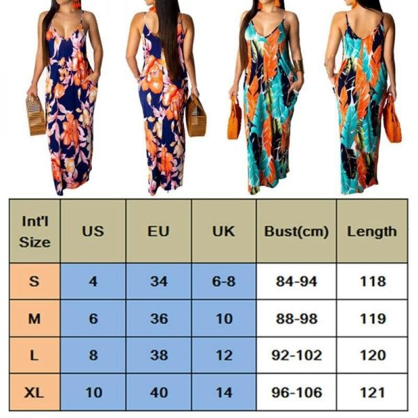 The Best Fashion Women's Maxi Long Boho Dress Hot V Neck Sleeveless New Floral Summer Beach Cocktail Party Loose Sundress Online - Takalr