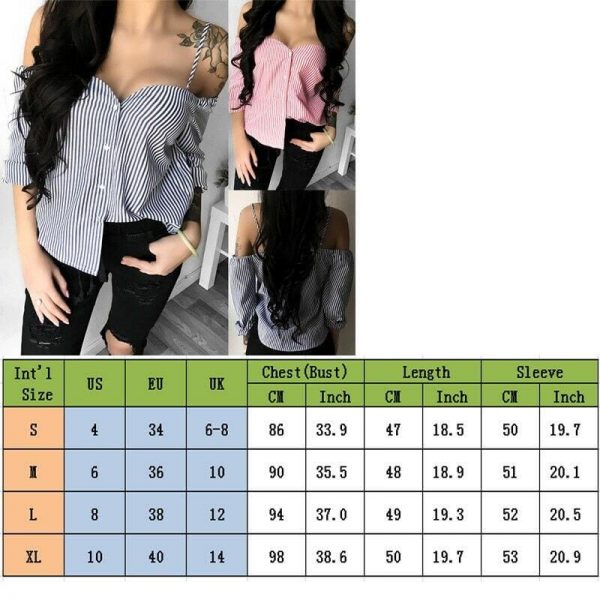 The Best Fashion Women's Off Shoulder Long Sleeve Striped Loose Blouse Ladies Casual Summer Tops Shirt Women Clothes Online - Takalr