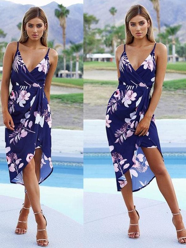 The Best Fashion Women's Summer Bohemian Casual Party Sleeveless V Neck Sexy Beach Dress Sundress Loose Casual Daily Clothes Online - Takalr