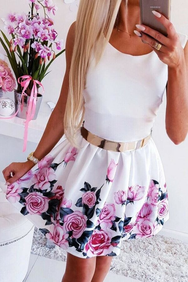 The Best Fashion Women's Vintage Boho Floral Sleeveless Sundress Summer Ladies Party Beach Short Mini Dress Sundress Online - Takalr