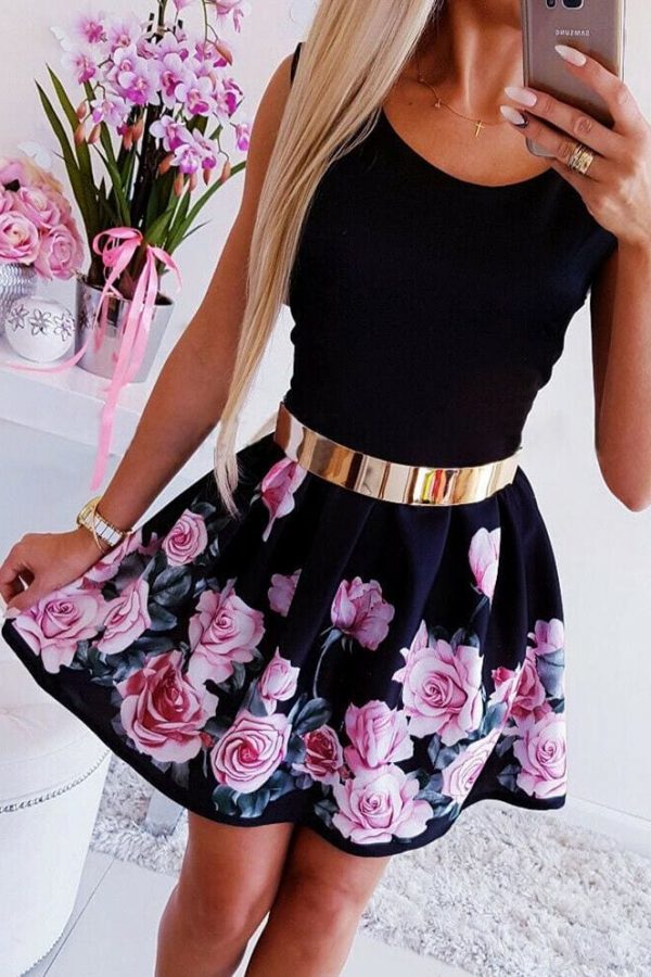 The Best Fashion Women's Vintage Boho Floral Sleeveless Sundress Summer Ladies Party Beach Short Mini Dress Sundress Online - Takalr