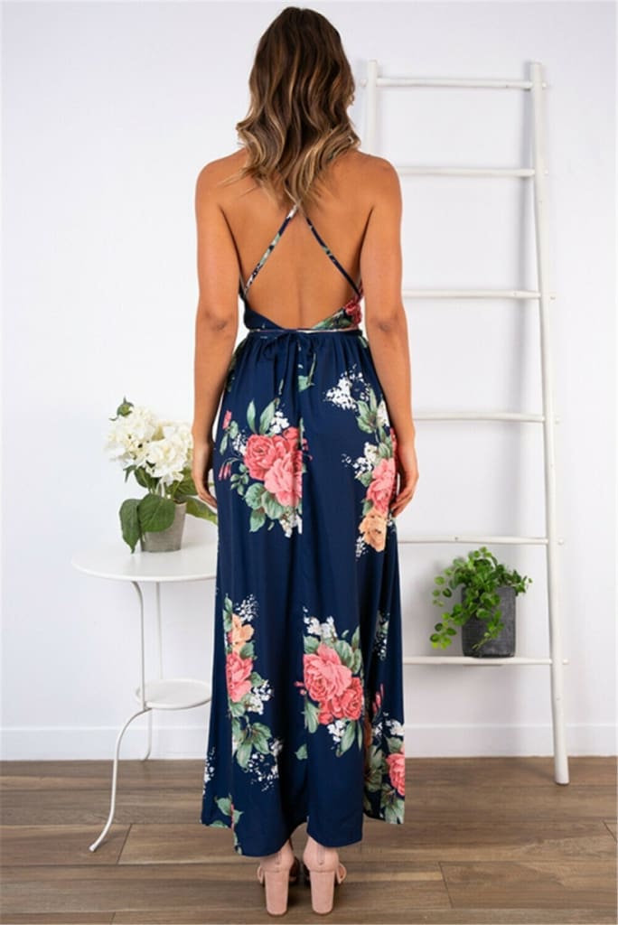 2019 Fashion New Women Boho Floral Dress Holiday Party Sleeveless Ladies Maxi Summer Beach Dress Sundress