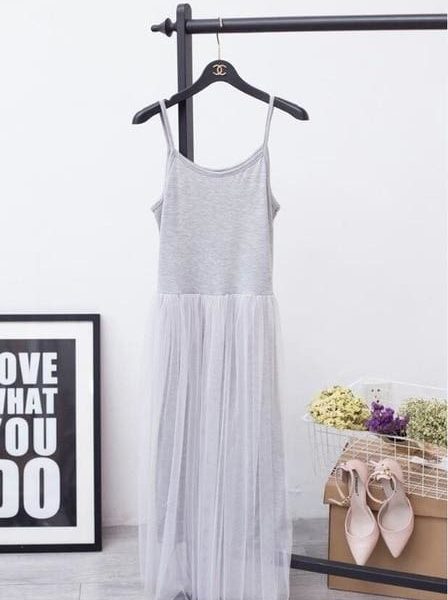 The Best Female Loose Spaghetti Strap Mesh Ladies Dresses Online - Source Silk