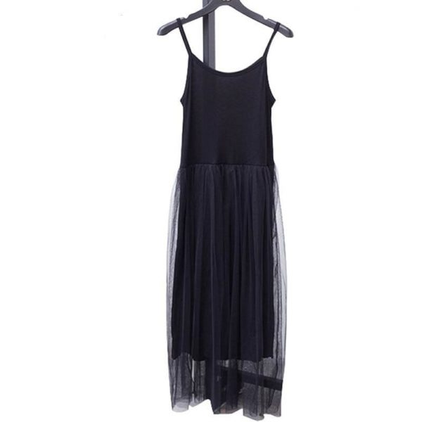 The Best Female Loose Spaghetti Strap Mesh Ladies Dresses Online - Source Silk