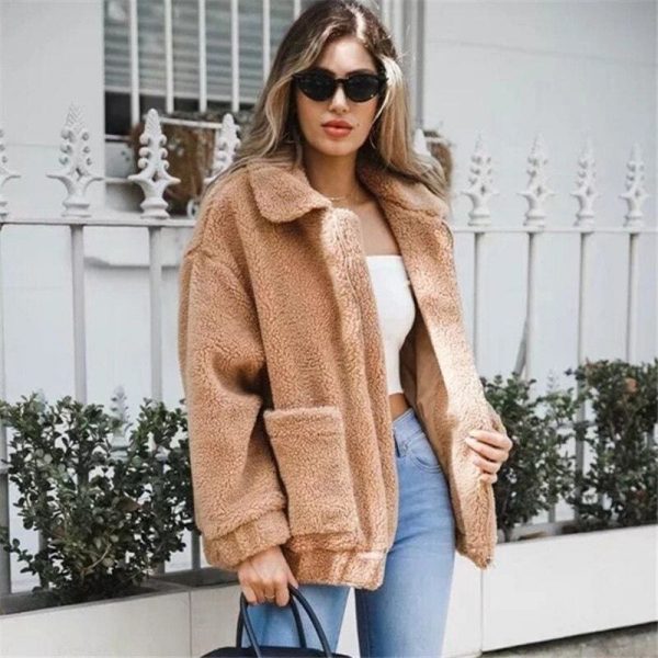 The Best Fleece Faux Fur Winter Warm Teddy Bear Double Sided Cashmere Coat Online - Source Silk