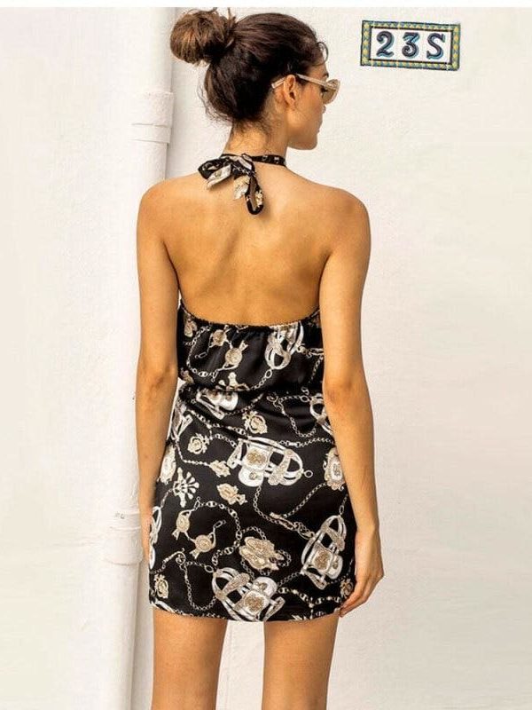 The Best Floral Backless Mini Dress Women Ladies Sleeveless High Waist Evening Party Summer Dress Fashion Slit Print Dress Sundress Online - Takalr