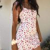 The Best Floral Print Dress Shoulder Straps Slim Fit Mini Sweet Frill Dress Online - Source Silk