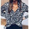 The Best Floral Print OL Ladies Long Sleeve V-Neck Loose Blouse Tops Outdoor Women Clothes Online - Takalr