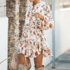 The Best Frill Ruffle Boho Dress Floral Print Mini Dresses V-Neck Long Sleeve Beach dress 2019 Women's Clothing Female Vestidos Online - Takalr