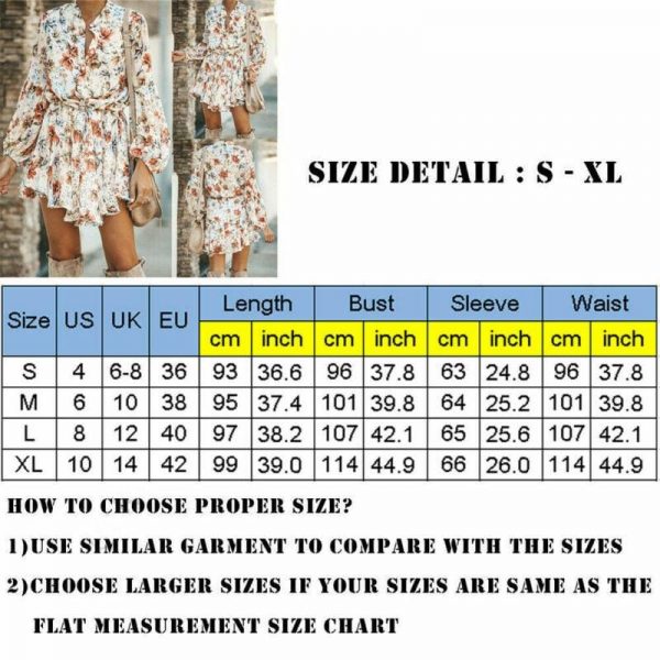 The Best Frill Ruffle Boho Dress Floral Print Mini Dresses V-Neck Long Sleeve Beach dress 2019 Women's Clothing Female Vestidos Online - Takalr