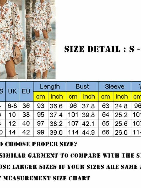 The Best Frill Ruffle Boho Dress Floral Print Mini Dresses V-Neck Long Sleeve Beach dress 2019 Women's Clothing Female Vestidos Online - Takalr