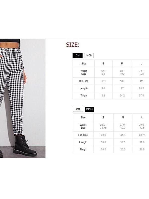 The Best Gingham Plaid Print Elastic High Waist Joggers Sport Trousers Casual Harem Pants Online - Takalr