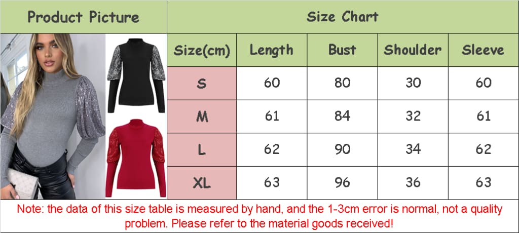 Women Ladies Sparkly Sequins Puff Sleeve Tops Autumn Wionter Casual Clubwear Party Sweater Pullover Tops Shirt