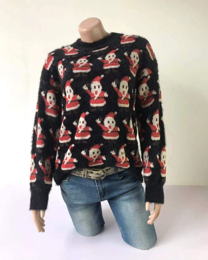 New Fashion Women Christmas Xmas Winter Warm Sweater Tops Ladies Santa Claus Jumper Pullover Blouse Sweatshirt