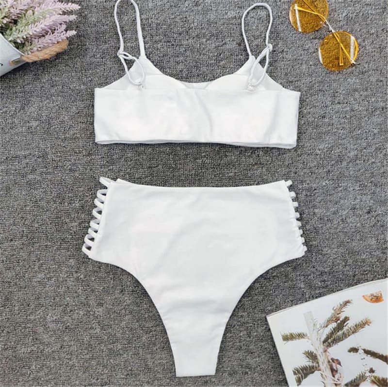 Two-Pieces Summer Womens Bikini Set Push-Up Padded Bra High Waist Swimwear