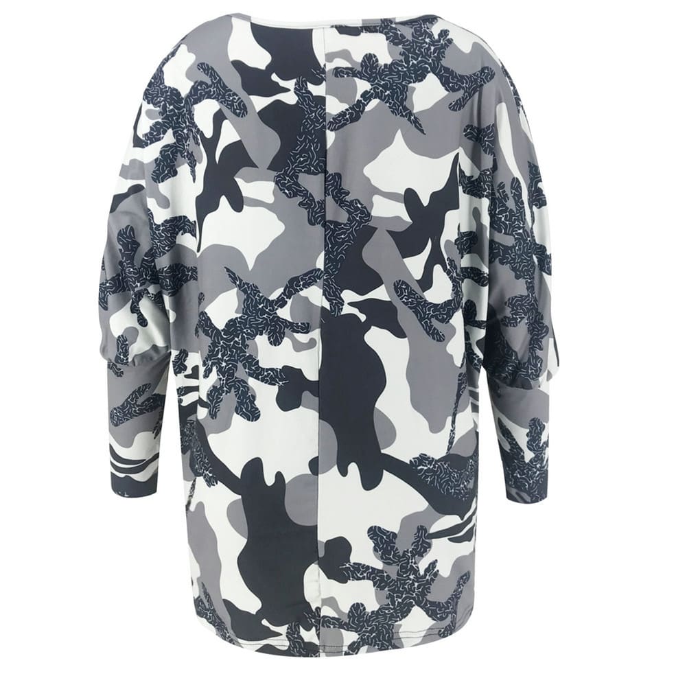 Women Loose Ladies Blouse Shirt Long Sleeve Summer Tops V neck Casual Camouflage Basic Tee Blouse Streetwear