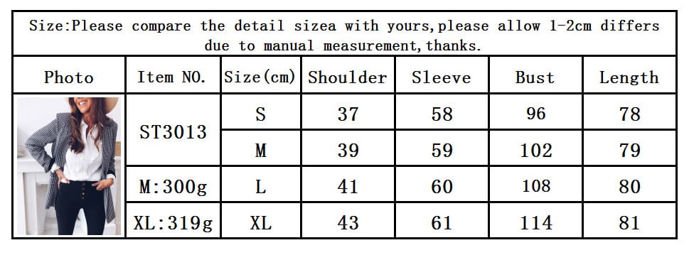 Women Casual Blazer Jacket Lapel Tops Plaid Coat Slim Cardigan Outwear Overcoat Fashion Women Office Lady Elegant Coat