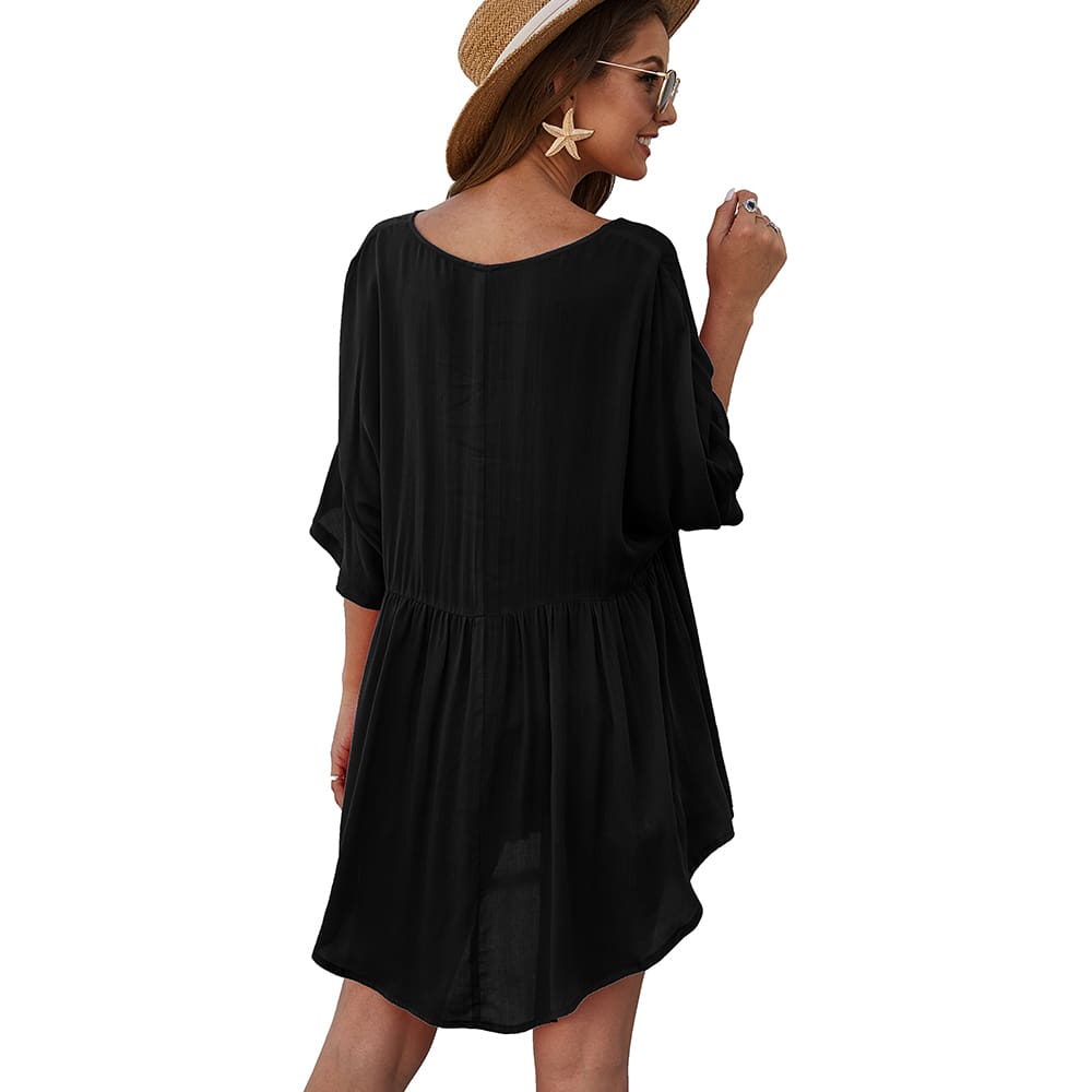 Short Sleeve Tunic Top Pullover Ladies Casual Solid Loose Jumper Blouse Tee Shirt